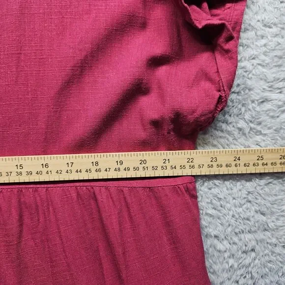 Umgee Pink Fushia Dress Collared Womens Size XL Linen Cotton Casual Knee Length - Picture 5 of 8
